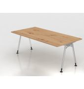 Schreibtisch VAS, manuell h&ouml;henverstellbar, 76cm (H), 200x100cm (BxT), asteiche / silber
