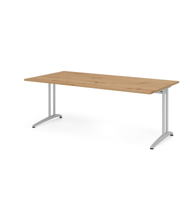 Schreibtisch VBS, 74cm (H), 200x100cm (BxT), asteiche / silber