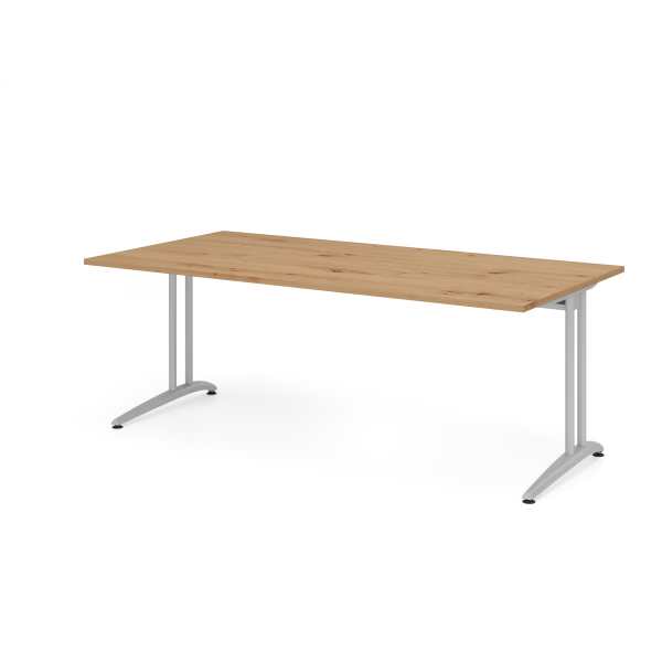 4032062192818 - Schreibtisch VBS 74cm (H) 200x100cm (BxT) Asteiche   silber 4032062192818 Hammerbacher
