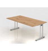 Schreibtisch VNS, 74cm (H), 200x100cm (BxT), asteiche / silber