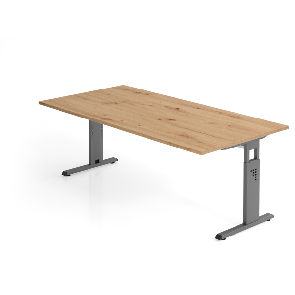 4032062192870 - Schreibtisch VOS manuell höhenverstellbar 85cm (H) 200x100cm (BxT) Asteiche   graphit 4032062192870 Hammerbacher
