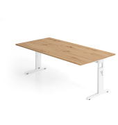 Schreibtisch VOS, manuell h&ouml;henverstellbar, 85cm (H), 200x100cm (BxT), asteiche / wei&szlig;