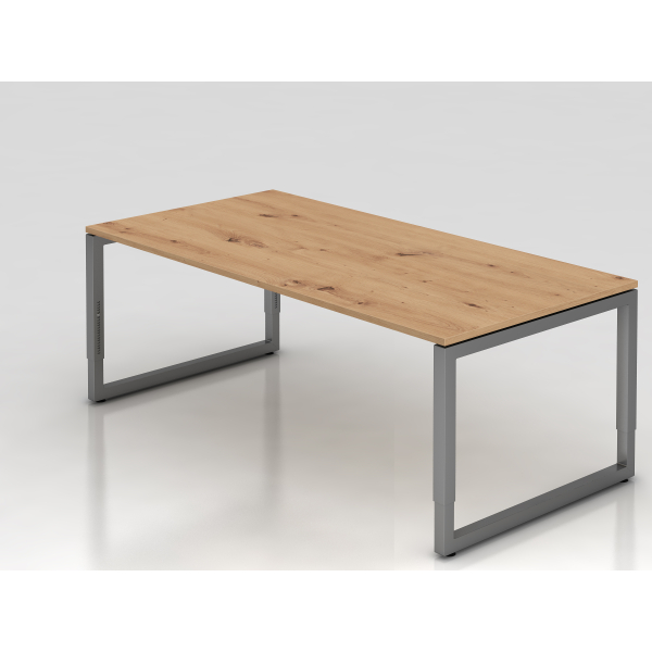 4032062192917 - eurokraft pro Schreibtisch mit Gestell aus Vierkant-Stahlrohr Höhe 650 - 850 mm BxT 2000 x 1000 mm Asteiche   graphit