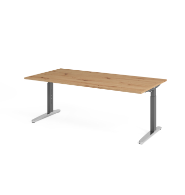 Schreibtisch VXB, manuell h&ouml;henverstellbar, 85cm (H), 200x100cm (BxT), asteiche / graphit