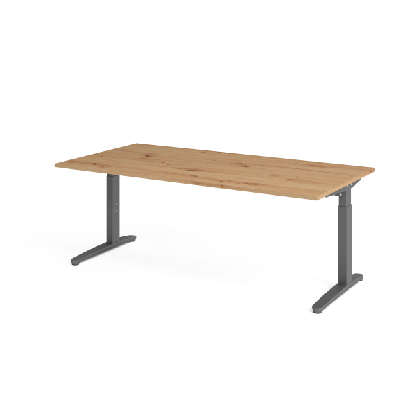 4032062192955 - ANNY - Schreibtisch mit C-Fußgestell höhenverstellbar 650 - 850 mm Breite 2000 mm graphit   Asteiche kaiserkraft