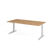 Schreibtisch VXB, manuell h&ouml;henverstellbar, 85cm (H), 200x100cm (BxT), asteiche / silber