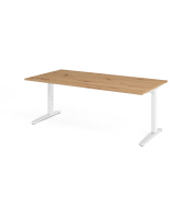 Schreibtisch VXB, manuell h&ouml;henverstellbar, 85cm (H), 200x100cm (BxT), asteiche / wei&szlig;