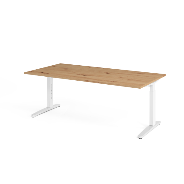 4032062192979 - Schreibtisch VXB manuell höhenverstellbar 85cm (H) 200x100cm (BxT) Asteiche   weiß 4032062192979 Hammerbacher