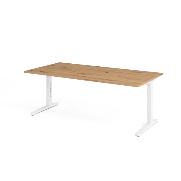4032062192986 - ANNY - Schreibtisch mit C-Fußgestell höhenverstellbar 650 - 850 mm Breite 2000 mm weiß   Asteiche kaiserkraft