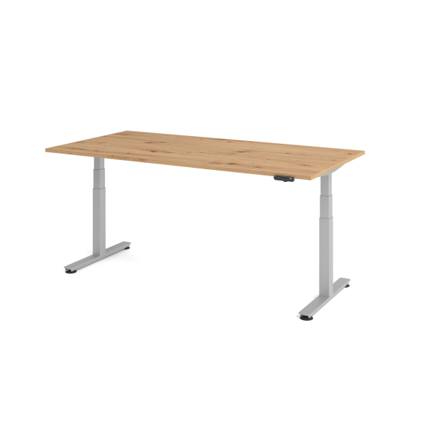 4032062193044 - Sitz-Steh-Schreibtisch VXDSM elektrisch höhenverstellbar 127cm (H) 200x100cm (BxT) Asteiche   silber 4032062193044 Hammerbac