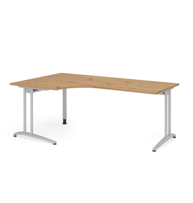 Schreibtisch VBS, 74cm (H), 200x120cm (BxT), asteiche / silber