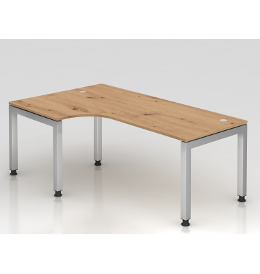 Schreibtisch VJS, manuell h&ouml;henverstellbar, 76cm (H), 200x120cm (BxT), asteiche / silber