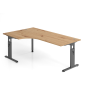 Schreibtisch VOS, manuell h&ouml;henverstellbar, 85cm (H), 200x120cm (BxT), asteiche / graphit