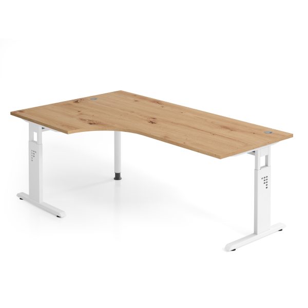 4032062193167 - Schreibtisch VOS manuell höhenverstellbar 85cm (H) 200x120cm (BxT) Asteiche   weiß 4032062193167 Hammerbacher