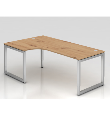 Schreibtisch VRS, manuell h&ouml;henverstellbar, 85cm (H), 200x120cm (BxT), asteiche / silber