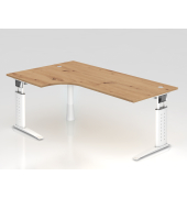 Schreibtisch VUS, manuell h&ouml;henverstellbar, 86cm (H), 200x120cm (BxT), asteiche / wei&szlig;