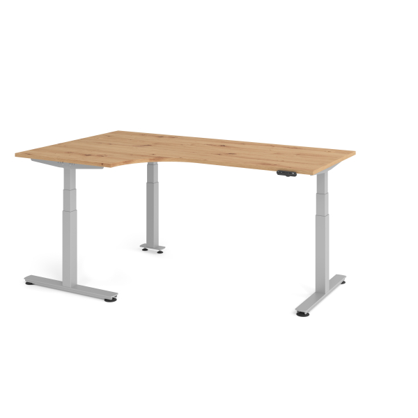 4032062193235 - Sitz-Steh-Schreibtisch VXDSM elektrisch höhenverstellbar 127cm (H) 200x120cm (BxT) Asteiche   silber 4032062193235 Hammerbac