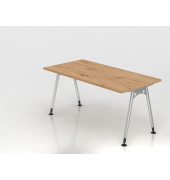 Schreibtisch VAS, manuell h&ouml;henverstellbar, 76cm (H), 160x80cm (BxT), asteiche / silber