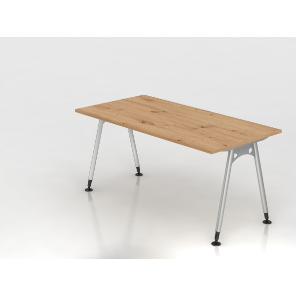 4032062193358 - Schreibtisch VAS manuell höhenverstellbar 76cm (H) 160x80cm (BxT) Asteiche   silber 4032062193358 Hammerbacher