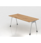 Schreibtisch VAS, manuell h&ouml;henverstellbar, 76cm (H), 180x80cm (BxT), asteiche / silber