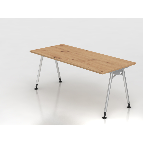 4032062193365 - Schreibtisch VAS manuell höhenverstellbar 76cm (H) 180x80cm (BxT) Asteiche   silber 4032062193365 Hammerbacher