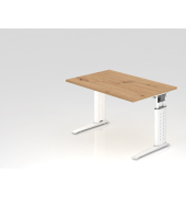 Schreibtisch VUS, manuell h&ouml;henverstellbar, 86cm (H), 120x80cm (BxT), asteiche / wei&szlig;