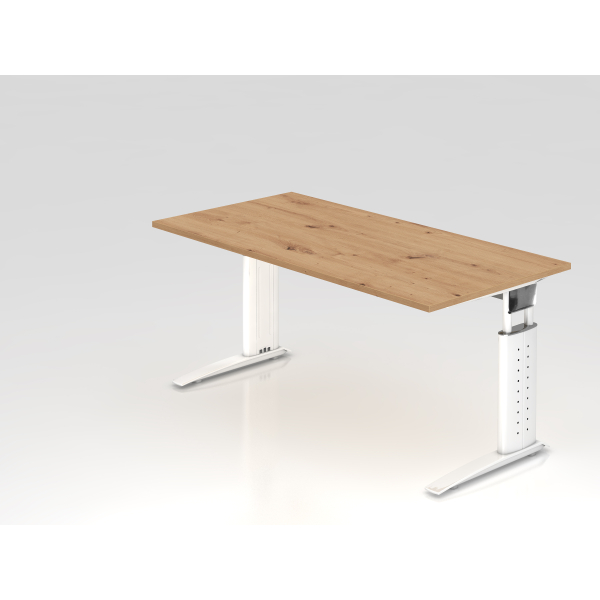 4032062193655 - Schreibtisch VUS manuell höhenverstellbar 86cm (H) 160x80cm (BxT) Asteiche   weiß 4032062193655 Hammerbacher
