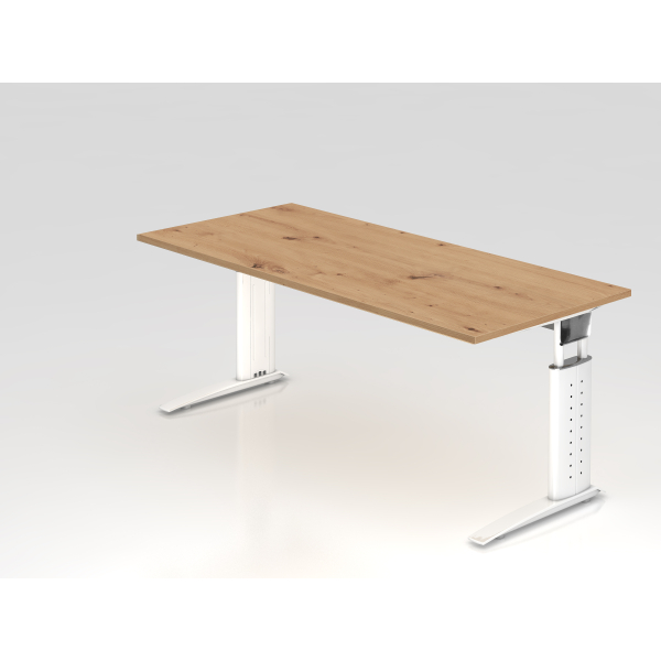 4032062193679 - Schreibtisch VUS manuell höhenverstellbar 86cm (H) 180x80cm (BxT) Asteiche   weiß 4032062193679 Hammerbacher