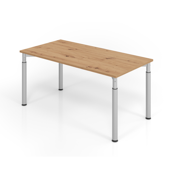 4032062193761 - Schreibtisch VYS manuell höhenverstellbar 82cm (H) 160x80cm (BxT) Asteiche   silber 4032062193761 Hammerbacher