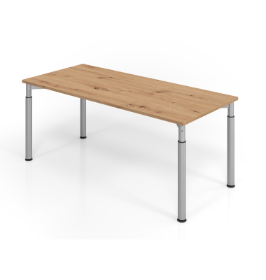 Schreibtisch VYS, manuell h&ouml;henverstellbar, 82cm (H), 180x80cm (BxT), asteiche / silber