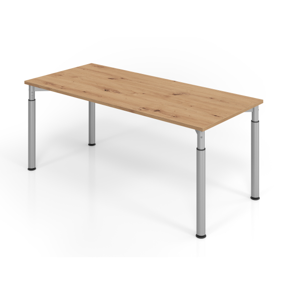 4032062193785 - Schreibtisch VYS manuell höhenverstellbar 82cm (H) 180x80cm (BxT) Asteiche   silber 4032062193785 Hammerbacher