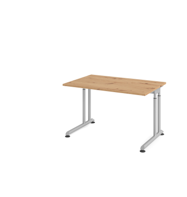 Schreibtisch VZS, manuell h&ouml;henverstellbar, 82cm (H), 120x80cm (BxT), asteiche / silber