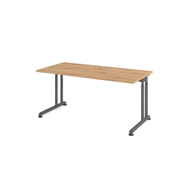 4032062193815 - Schreibtisch Breno manuelle Höheneinstellung horizontaler Kabelkanal B 1600 x T 800 x H 680-820 mm Spanplatte & Stahl Asteiche Graphit