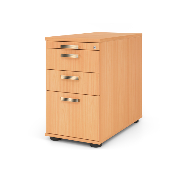 4032062194591 - Haziender Standcontainer buche 4 Auszüge Kunststoff-Relinggriff silber 428 x 800 x 720 - 760 cm