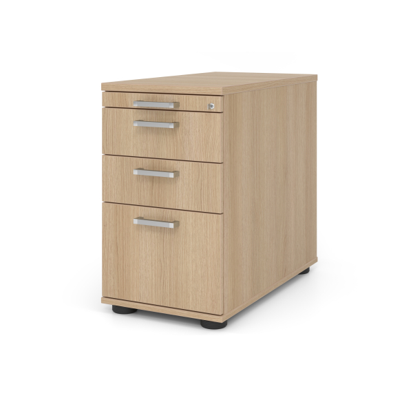 4032062194690 - Solid Standcontainer eiche 4 Auszüge Stahl-Bügelgriff chrom gebürstet 428 x 800 x 720 - 760 cm