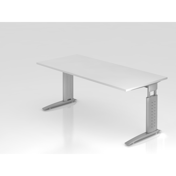 4032062194805 - Schreibtisch VUS manuell höhenverstellbar 86cm (H) 180x80cm (BxT) Weiß   silber 4032062194805 Hammerbacher