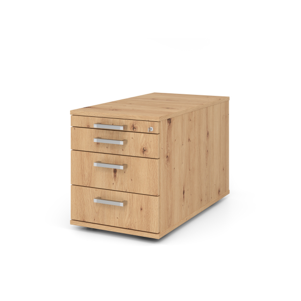 4032062303290 - PRO SIGNA TC30 CE - Rollcontainer Holz mit 3 Schüben Asteiche Chromgriff Metall