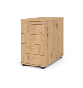 Standcontainer VSC50/R/R/BS VSC, asteiche, 5 Schubladen, Spanplatte, melaminbeschichtet, abschlie&szlig;bar