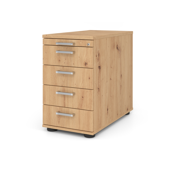 4032062303351 - PRO SIGNA SC50 CE - Rollcontainer Holz mit 4 Schüben Asteiche Chromgriff Metall