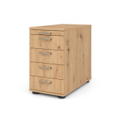 Standcontainer VSC50/R/R/SG VSC, asteiche, 5 Schubladen, Spanplatte, melaminbeschichtet, abschlie&szlig;bar