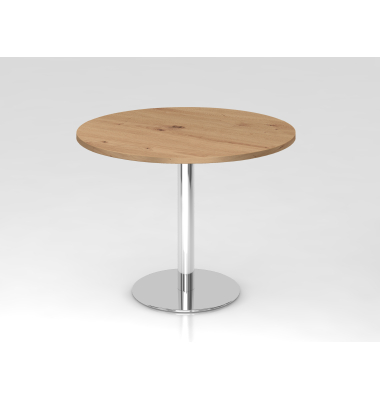 Besprechungstisch STF, 74,5cm (H), 100x100cm (BxT), rund, asteiche / chrom
