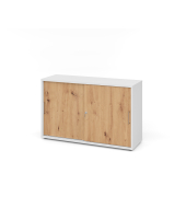 Schiebet&uuml;renschrank V1752/V1753 V1752S/W/R/BS, abschlie&szlig;bar, 2 OH, wei&szlig;/asteiche, 120x74,8x40cm (BxHxT)