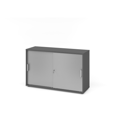 Schiebet&uuml;renschrank V1752/V1753 V1752S/G/S/CE, abschlie&szlig;bar, 2 OH, graphit/silber, 120x74,8x40cm (BxHxT)