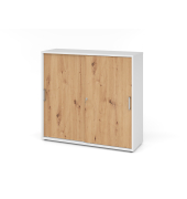 Schiebet&uuml;renschrank V1752/V1753 V1753S/W/R/CE, abschlie&szlig;bar, 3 OH, wei&szlig;/asteiche, 120x110x40cm (BxHxT)