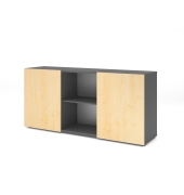 Sideboard 2OH mit Schiebet&uuml;ren GraphitAhorn