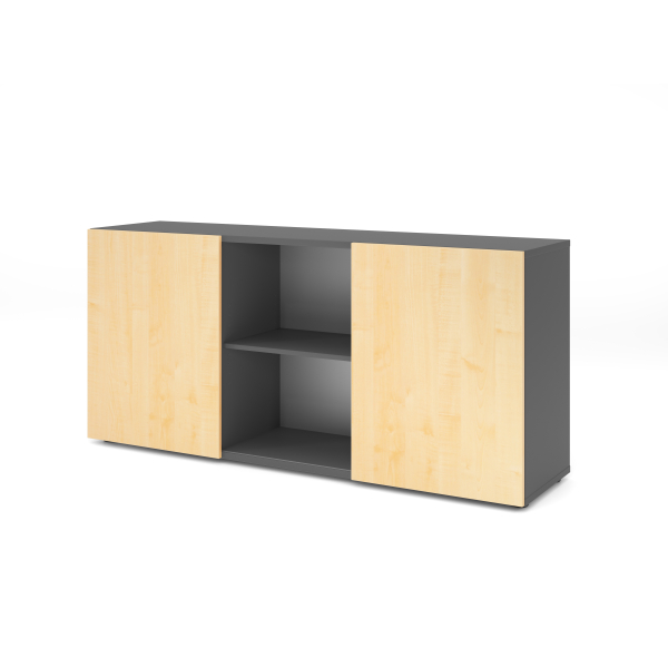 4032062309612 - Sideboard 2OH mit Schiebetüren GraphitAhorn 4032062309612 Hammerbacher