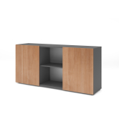 Sideboard 2OH mit Schiebet&uuml;ren GraphitNussbaum
