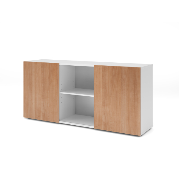 4032062309704 - Sideboard 2OH mit Schiebetüren WeißNussbaum 4032062309704 Hammerbacher