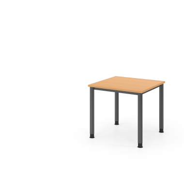 Schreibtisch VHS, manuell h&ouml;henverstellbar, 81cm (H), 80x80cm (BxT), buche / graphit