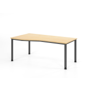 Schreibtisch VHS, manuell h&ouml;henverstellbar, 81cm (H), 180x100cm (BxT), ahorn / graphit